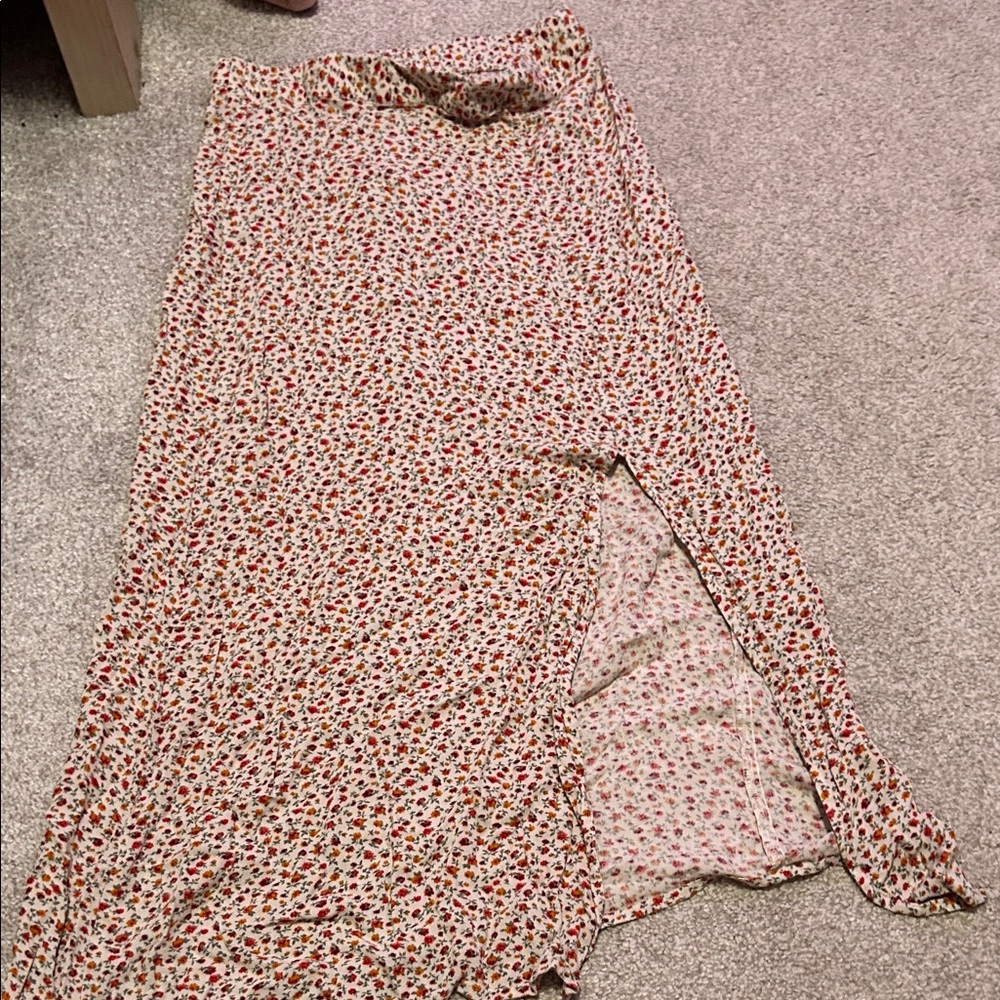 American Eagle Outfitters Red Floral Maxi Skirt